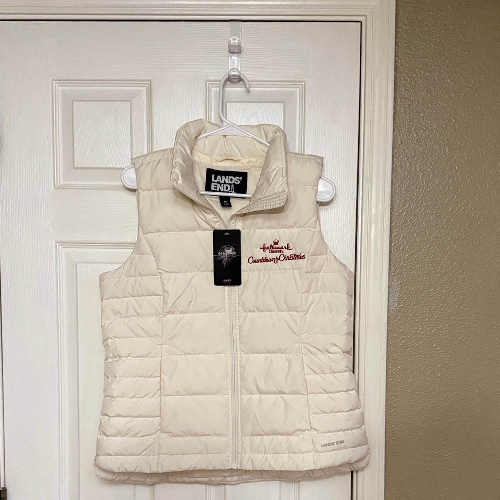 Lands' End Ivory Quilted Packable Puffer Vest